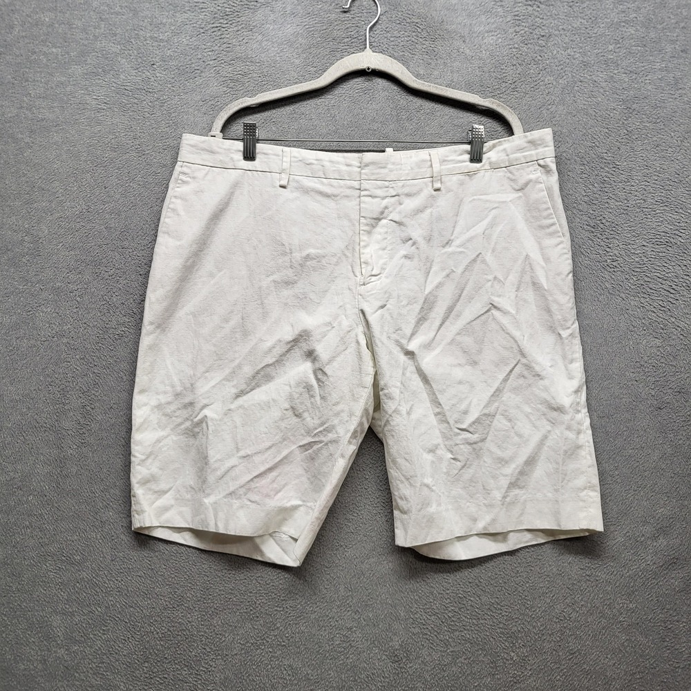 Vince Men Shorts 38 White Cotton Linen Chino Classic Button 10" Inseam
